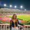 Student Georgia Renshaw at a football game in Barcelona, Spain